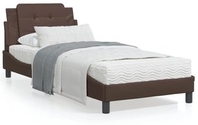 Letto con materasso marrone 90x190 cm in similpelle