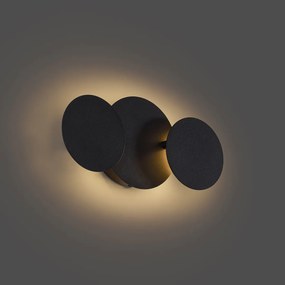 Lampada da parete moderna nera con LED dimmerabile a 3 livelli 3 luci - Sunrise