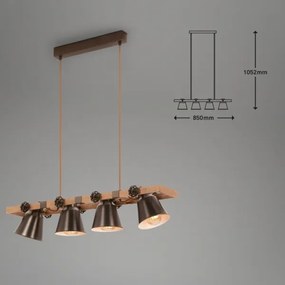 Briloner 4406-044 - Lampadario a sospensione con filo TALE 4xE27/40W/230V marrone