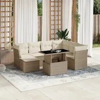 Set Divano da Giardino 8 pz con Cuscini Beige in Polyrattan 3266758