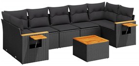 Set Divani da Giardino con Cuscini 8 pz Nero in Polyrattan