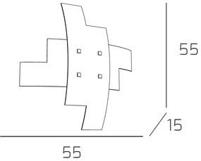 Plafoniera Moderna Tetris Metallo Bianco Vetro 4 Luci E27B55Cm