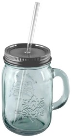 Barattolo in vetro riciclato con coperchio e cannuccia , 550 ml Authentic - Ego Dekor