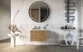 Mobile bagno rovere 60x46 cannettato Urbino due cassetti con lavabo in ceramica frontale