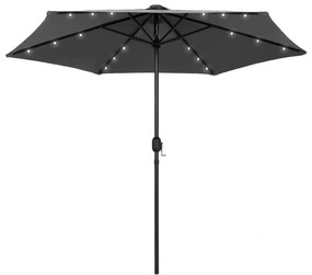 Ombrellone Con Luci A Led E Palo İn Alluminio 270 Cm Antracite /