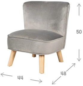 Sedia per bambini in velluto grigio chiaro Lil Sofa - Roba