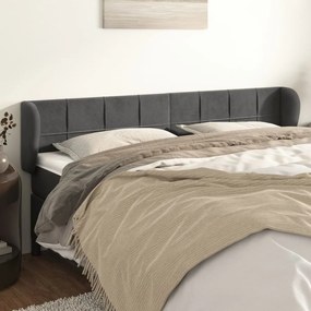 Testiera Ad Orecchio Grigio Scuro 163x23x78/88 Cm İn Velluto /