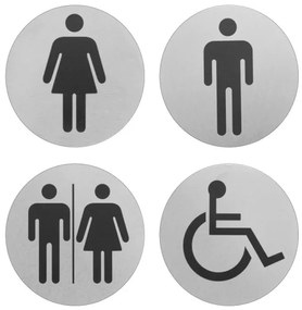 Targhetta wc disabili in alluminio spazzolato fissaggio con biadesivo