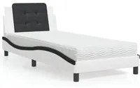 Letto con Materasso Nero e Bianco 90x200 cm in Similpelle 3208844