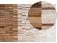 Tappeto tappetino Beige Pelle 140 x 200 cm Rettangolare Patchwork Fatto a Mano