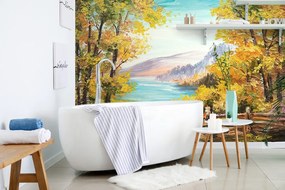 Carta da parati – Pittura a olio di lago di montagna