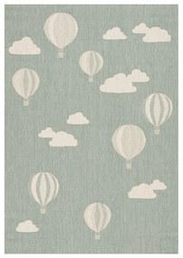 Tappeto verde anallergico per bambini 170x120 cm Balloons and Clouds - Yellow Tipi