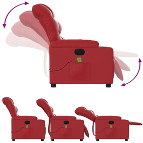 Poltrona Massaggio Elettrica Reclinabile Rosso Similpelle