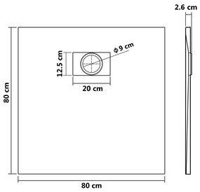 Piatto Doccia in SMC Nero 80x80 cm