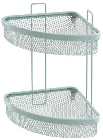 Mensola bagno Angolare verde acqua in acciaio con 2 ripiani – Taki