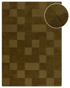 Tappeto in lana kaki tessuto a mano 200x290 cm Checkerboard - Flair Rugs