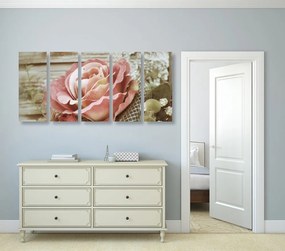 Quadri 5 pezzi – Rose vintage eleganti