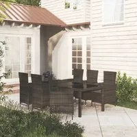 Set Mobili da Giardino 7 pz con Cuscini in Polyrattan Nero cod mxl 38544