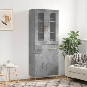 Credenza Grigio Cemento 69,5x34x180 Cm İn Legno Multistrato /