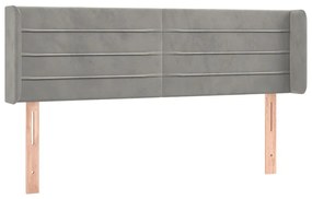 Testiera ad orecchio grigio chiaro 147x16x78/88 cm in velluto