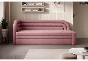 Divano rosa allungabile/con contenitore con penisola a sinistra e rivestimento in ciniglia 223 cm Fabillo – ELTAP