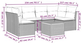 Set Divani da Giardino 7 pz con Cuscini Beige in Polyrattan