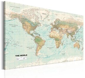 Quadro  World Map: Beautiful World  Colore Blu, Dimensioni e Misure 120x80