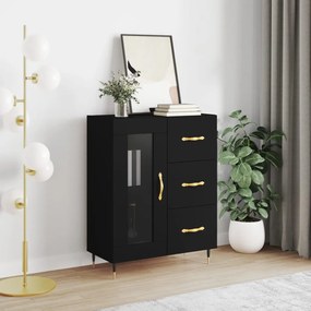 Credenza Nera 69,5x34x90 Cm İn Legno Multistrato /