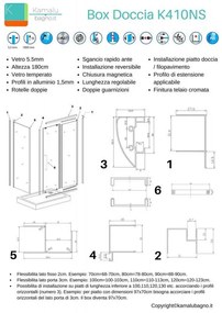 Kamalu - box doccia 140x70 vetro serigrafato alezza 180 cm  k410ns