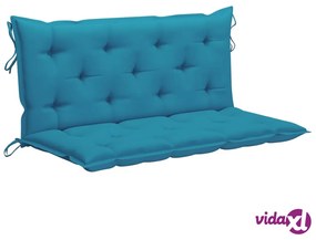 vidaXL Panca a Dondolo con Cuscino Azzurro 120 cm in Massello di Teak