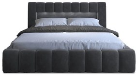 Letto matrimoniale imbottito grigio con contenitore e rete inclusi 140x200 cm Lamica – ELTAP