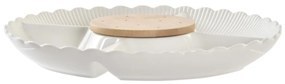 Vassoio per aperitivi DKD Home Decor Naturale Porcellana Bianco Bambù (25,5 x 25,5 x 3 cm)