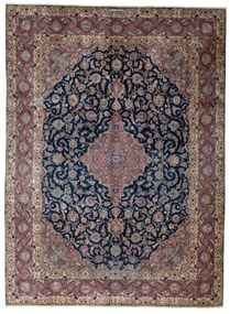 Kashan Tappeto 270 x 360 Blu (Iran) Annodato A Mano