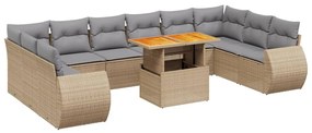 Set divani da giardino 11 pz con cuscini beige in polyrattan