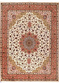 Tabriz Tappeto 400x300 Beige (Iran) Annodato A Mano