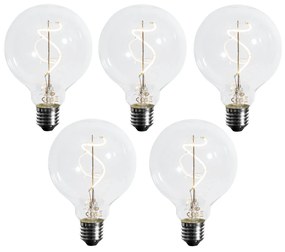 Set di 5 Lampadina a filamento LED E27 dimmerabile a spirale G95 4W 270lm 2700K