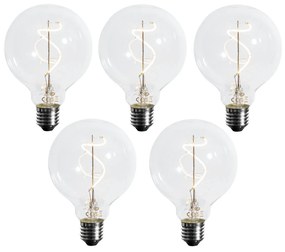 Set di 5 LED E27 dimmerabile a filamento a spirale G95 4W 270LM 2700K