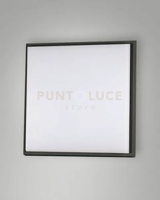 Desdy plafoniera nera l.24x24cm a led 23w 3000k 2700 lm in allumini...