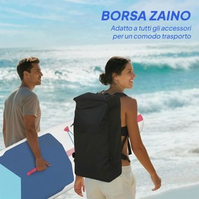 Tavola Sup Gonfiabile 305x89x15 cm con Sedile Pagaia e Accessori in Plastica ed EVA Blu Rosso Rosa...