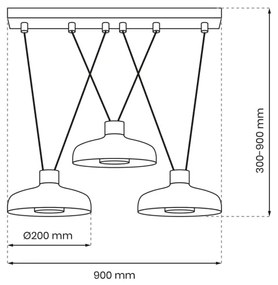 Lampadario a sospensione con filo LINEA 3xGX53/12W/230V nero