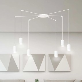 Lampadario a Sospensione in Acciaio TRAKER 6 BLACK e WHITE