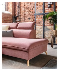 Divano letto angolare a U in velluto rosa chiaro (angolo destro) Sweet Harmony - Miuform