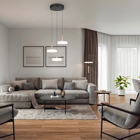 Lampadario a LED dimmerabile in nero, bianco e oro con paralume in vetro ø 35 cm Celeste - Trio