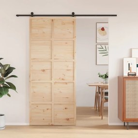 Porta Per Granaio 90x208 Cm İn Legno Massello Di Pino /