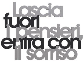 Callea Design Scritta da parete in legno "Lascia fuori i pensieri...." - in varie colorazioni NERO 48 x 34 cm