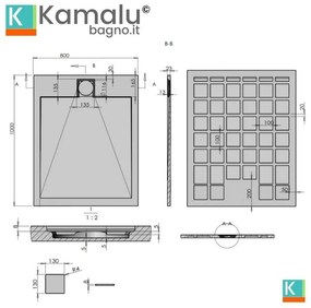 Kamalu - piatto doccia in resina 80x100 effetto pietra | kr1000