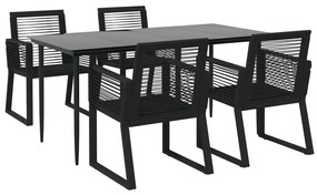 Set da pranzo da giardino 5 pz nero in rattan pvc