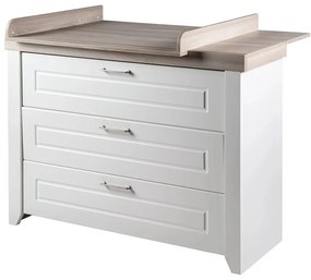 Cassettiera bassa per bambini bianca in olmo con fasciatoio 120x98 cm Felicia - Roba