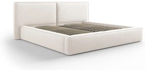 Letto matrimoniale imbottito beige con contenitore e rete inclusi 140x200 cm Arendal - Cosmopolitan Design