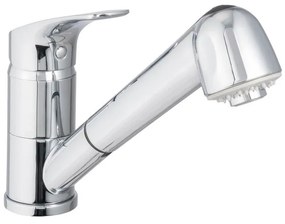Rubinetto da cucina con doccetta diagonale Joel argento cromato lucido DELINIA
